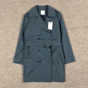 Navy Blue Mid Length Lightweight Double Breasted Belted Trench Coat Women’s S/M
